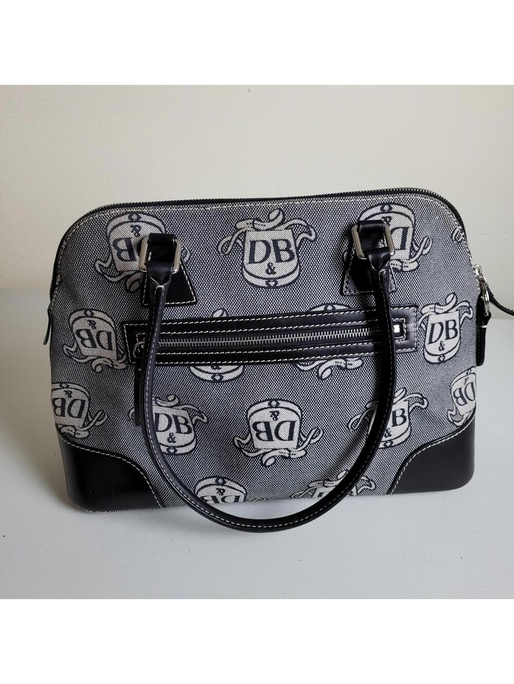 Vintage Dooney and Bourke Satchel Bag Logo Design Leather Accents Coin Purse
